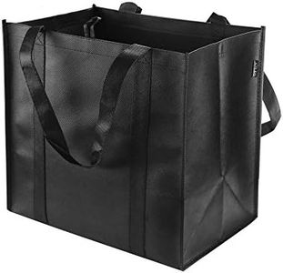 Reusable Grocery Tote Bags-Hold 44+ lbs，Large & Durable Heavy Duty Shopping Totes with Reinforced Handles, Black, Large