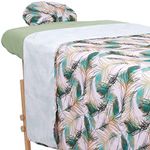 ForPro Professional Collection Designer Microfiber 3-Piece Massage Sheet Set, Green Whisp with Sage, Ultra-Light, Stain, and Wrinkle-Resistant Includes Flat and Fitted Sheet and Face Rest Cover