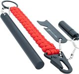 RKR OUTDOOR Ferro Rod Flint Fire Starter Kit with Paracord Keychain + Carabiner and Waterproof Aluminum Capsule for Tinders - 5" Length 1/2" Thick - Flint and Steel for Survival (Orange)