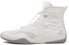 Men’s Boxing Shoes Lightweight High-Top Training Shoes with Drawstring – Supportive Gym Footwear for Fighters White/Grey