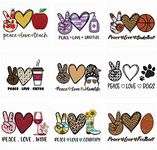 9Pcs Peace Coffee Love Iron On Decals for Clothing Boss Lady Girl Iron On Patches DIY Heat Transfer Stickers for T-Shirt Jean Jackets