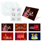 YIAJIA Diwali Cards Multipack with Envelopes Stickers Happy Diwali Cards Diwali Greeting Card Diwali Gifts for Family Friends Diwali Wishes (6 Pack)