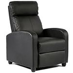 FDW Wingback Recliner Chair Leather Single Modern Sofa Home Theater Seating for Living Room, Black