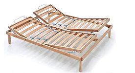 Evergreenweb - KING SIZE Bed Base 180x190 cm with Beech Wood Slats, 2 Separate Manual Risers HEAD and FOOT LIFTS Foldable Orthopedic Paltform for mattress, with Rigidity Adjusters + 5 Removable Feet