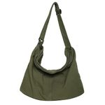 Canvas Messenger Bag Large Hobo Cross body Bag Canvas Shoulder Tote School Travel Bag for Women and Men (Green)