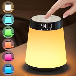 Lampe de Réveil avec Simulation du Lever du Soleil, Réveil Numérique Enceinte Bluetooth, Lampe de Chevet Multicolore, Snooze, Aide-sommeil, Machine Sonore avec Bruit Blanc, Cadeau Pour Garçon Fille