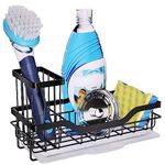 HapiRm Kitchen Sink Caddy - Multifunctional Sponge Holder for Kitchen Sink with Detachable Dish Brush Holder & Drain Tray, Stainless Steel Kitchen Sink Organizer for Sponge, Brush & Sink Accessories