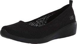 Skechers Women's Arya Airy Days Closed Toe Ballet Flats, Black Crochet Trim, 6 UK