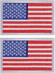 2 Pieces Tactical USA Flag Patch American Flag US United States of America Regular and Reverse Military Uniform Emblem Patches (White Border - 2 Packs Regular)