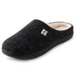 RockDove Men's Sherpa Lined Memory Foam Clog Slipper, Size 8/9 UK Men, Black