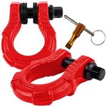 GearAmerica UBER Shackles with Anti Theft Lock (2PK) Red | 80,000 lbs (40T) Strength | Towing D-Rings + UBERLock Security Pin 7/8" + Washers | Connect Tow Strap or Winch Rope for Off-Road Recovery