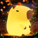 FAMIDUO Tangerine Capybara Night Light, LED Squishy Novelty Animal Night Lamp, 2 Level Dimmable Nursery Nightlight for Sleeping, Baby Kids Rechargeable Touch Lamp, Kawaii Cute Decor, Funny Gift