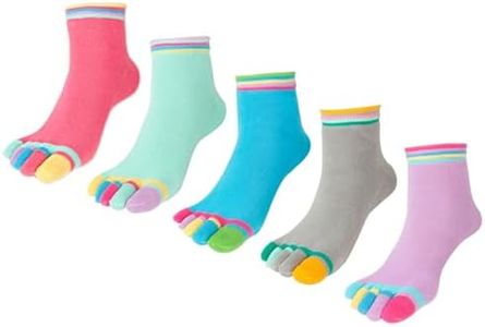 UILYNIU 5 Pares Mujer cinco dedos calcetines de deporte, Calcetines de dedos mujer calcetines de algodón,calcetines con dedos para correr,Deportes de Algodón,adecuados para niñas y mujeres (5 Pares)