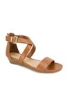 Kenneth Cole Reaction Women's Cross Wedge Sandal, Tan, 5