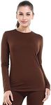 MANCYFIT Thermal Underwear for Women Long Johns Set Fleece Lined Ultra Soft Brown Small