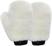 Gracefur Ultra-Soft Sheepskin Grooming Mitts for Horses – 2-in-1 Lambswool Applicator Wipe Mitt for Tack, Saddle & Boot Cleaning, Leather Care – Perfect Washing Gloves for Sensitive Horses(White)