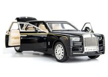 AB TOY WORLD Rolls-Royce Phantom Model Car,Zinc Alloy Pull Back Toy Diecast Toy Cars with Sound and Light for Kids Boy Girl Gift in Full Black Color