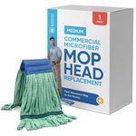 Commercial Mop Head Replacement - Medium Microfiber Tube Mop (14 oz.) | Industrial Wet Mops | Refill Heads, Machine Washable, Heavy Duty | Hardwood, Tile, Laminate, Vinyl Floors (Green)