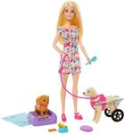 Barbie Dog Duo - Barbie Doll and Accessories, Includes Puppy and Large Dog with Wheelchair, Lead, Feeding Bowl, Pet Bed and Bone Treats, for Children from 3 Years, HTK37