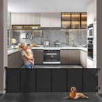 Veraste Retractable Baby Gate,Mesh Baby Extra Wide Gate,Extra Long Dog Gate,33" Tall,Large Extends up to 165" Wide,Child Safety Extra Large Gate for Doorways, Stairs, Indoor/Outdoor（Black,33"x165"）