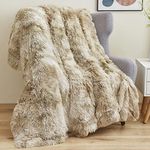 GONAAP Faux Fur Throw Blanket Super Soft Cozy Plush Fuzzy Shaggy Blanket for Couch Sofa Bed (Tie-dye Beige, Throw(50"x60"))