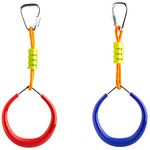 Cateam Ninja slackline Accessories – Multicolor Gymnastic Rings Set of 2 with carabiners – Monkey bar Rings for Backyard Obstacle Course