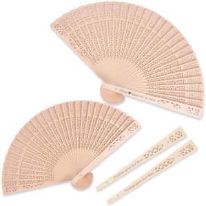 RSQGT 100Pcs Personalized Folding Hand Fans,Custom Engraved Text Wedding Wooden Fans for Party Favors Bridal Shower Wedding Gift for Guests Bulk (100)