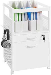 Yaheetech Cajonera de Oficina con Ruedas Cajonera Escritorio con Cerradura Mueble Archivador Móvil para Archivos A4 Carpetas 42 × 40 × 69 cm Color Blanco