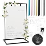 Wedding Sign Holder, 50x30x20" Welcome To Our Wedding Sign Stand W/ Design Bundle & 7Ribbon- Black Metal Easel Display Stand, Heavy Duty Easel Stand for Sign, Easle, Floor Standing Easels, Easley Stand for Sign