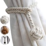 aoozleny Curtain Tiebacks 2 Pack, Curtain Ties, Curtain Holdbacks, Handwoven Cotton String Tie Ball for Curtains Pull Backs, Drapery Tiebacks, Curtain Rope Tiebacks (Beige)