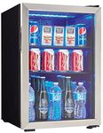 Danby DBC026A1BSSDB 95 Can Beverage Center, 2.6 Cu.Ft Refrigerator for Basement, Dining, Living Room, Drink Cooler Perfect for Beer, Pop, Water, Black/Stainless-Steel