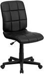 Flash Furniture Midback Rotating Task Office Chair, Black, Quilted Vinyl, Width 22.8 x Depth 24.0 x Height 33.9-38.6 inches (58 x 61 x 86-98 cm)