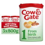 Cow & Gate First Baby Milk Formula Suitable From Birth Pack of 3 x 800g
