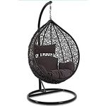 Indiid Homes Rattan Furniture Hammock Single Seater Swing Chair With Stand&Cushion Hanging Ssswing1 For Indoor,Outdoor,Balcony,Home,Patio,Yard,Balcony,Garden