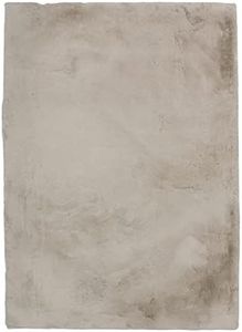 Linon Haven Lux Soft Faux Rabbit Pale Grey Solid Colored 8' X 10' Area Rug