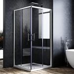 ELEGANT 760 x 760 mm Sliding Doors Corner Entry Shower Enclosure 6mm Extra Toughened Safety Glass Screen Cubicles