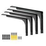 16inch x 9.5inch shelf brackets,L Shelf Bracket, die-cast formation，vertical Angle, premium alloy metal heavy-duty shelf bracket, high strength Mounting Hardware Included, Corner Brace Joint,pack of 4