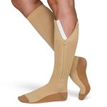 TheraMagic™ Zipper Compression Socks for Men & Women, 20-30mmHg Closed Toe Graduated Zippered Compression Stocking, Beige/Copper, XX-Large