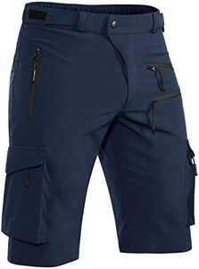 Hiauspor Men's Mountain Bike Shorts Stretch Hiking Cargo Shorts Quick Dry with Zipper Pocket for Cycling Casual Tactical (Dark Navy S)