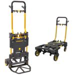 STANLEY FT586 2-in-1 Folding Truck – Convertible Hand Truck & Platform Trolley, 80kg/137kg Capacity, Heavy Duty Steel, Compact Foldable for DIY & Professional Use