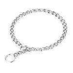 PETTOM Dog Chain Collars Stainless Steel, Metal Dog Collar Rust-Proof, Seamlessly Welded Hair-Friendly Design, Dog Choker Collar Silver for Dog Training Walking (M-55cm)