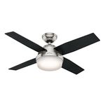 Hunter Dempsey Indoor Ceiling Fan with LED Light and Remote Control, 44", Brushed Nickel