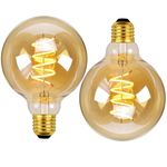 Gokoly LED E27 Vintage Light Bulbs, Edison Large Screw LED Filament Bulb 4W Globe Spiral LED Bulbs Decorative Light Bulbs Old Fashioned Bulbs, Warm White 2200K, 40W Equivalent, Pack of 2