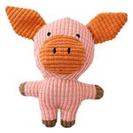 emily pets Cartoon Animal Pig Squeaky Pet Toy Puppy Cute Stuffed Plush Interactive Toys(Peach)