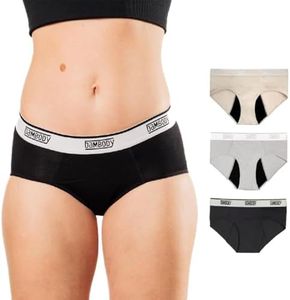 Bambody Absorbent Hipster, 5th Gen - X-Small, 3 Pack, Black - Nude - Gray