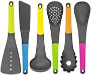 Plastic Set of 6 Kitchen Utensils - Southern Homewares - Including Ladle, Spatula, Spoon, Spaghetti Server, and More