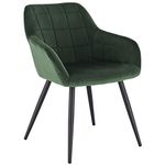 WOLTU 1 X Kitchen Dining chair Dark Green with arms and backrest,Living Room chair chair for bedroom Velvet,BH93dgn-1