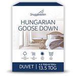 Snuggledown Hungarian Goose Down Double Duvet 13.5 Tog -4.5 + 9 Tog Combination Quilt with Ethically Sourced 80:20 Blend | UK-Made, Cotton Cover, Box Stitch, Washable (200 × 200cm)