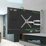 Barkan Long White TV Wall Mount, 13-65 inch Full Motion Articulating - 4 Movement Flat/Curved Screen Bracket, Holds up to 79lbs, Extremely Extendable, Fits LED OLED LCD