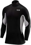 TCA Men's SuperThermal Compression Base Layer Football Running Top Long Sleeve Thermal - Mock Neck - Black/Cool Grey, XXL